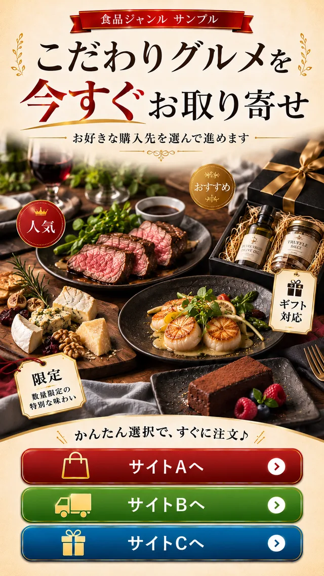 プラットフォームセレクトCTAの食品サンプル