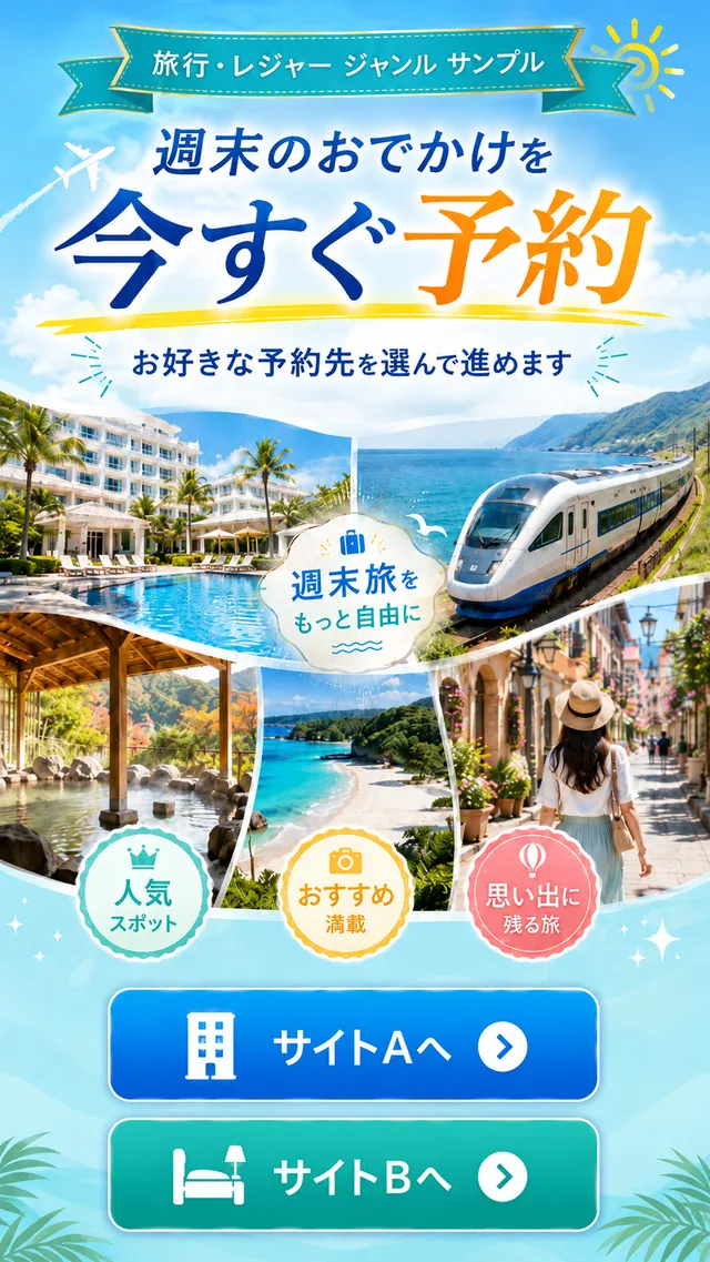 プラットフォームセレクトCTAの旅行サンプル